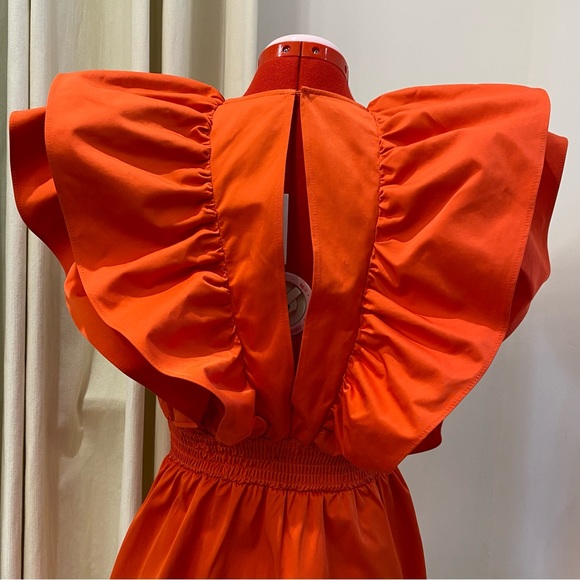 ZARA Ruffled Red/Orange Mini Dress, Women's (US XS) - Picture 8 of 12